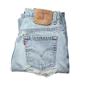 LEVIS VINTAGE 517 90's Low Rise Boot Cut light wash thrashed ripped jeans M